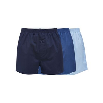 Big and tall pack of three blue woven boxers